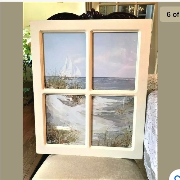 Wood Window Frame Wall Hanging Seashore Shabby - Picture 6 of 8